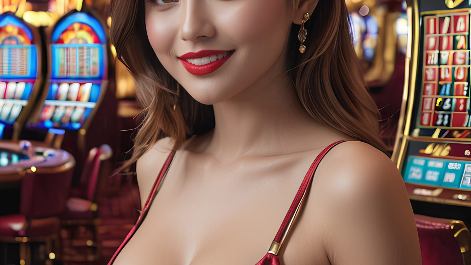 woman-red-dress-is-posing-front-slot-machine